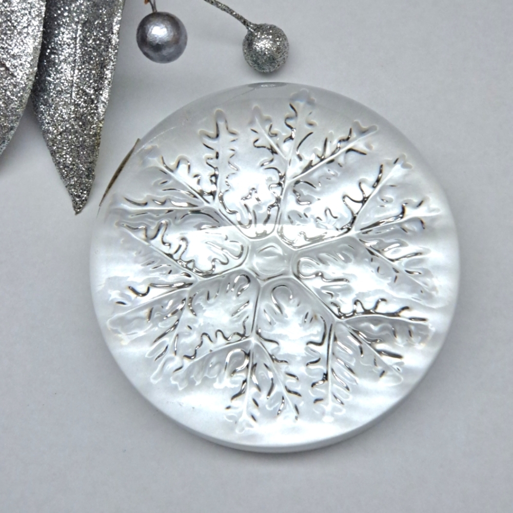 Crystal French Lead Crystal Paperweight Clear Dome Snowflake Desk Office Curio